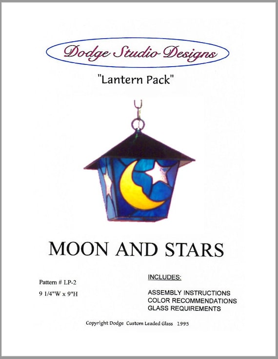 Pattern For Moon And Star Stained Glass Lamp Lantern And Etsy