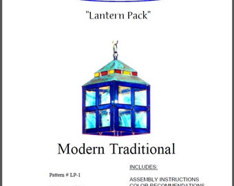 Pattern for Modern Traditional Stained Glass Lantern