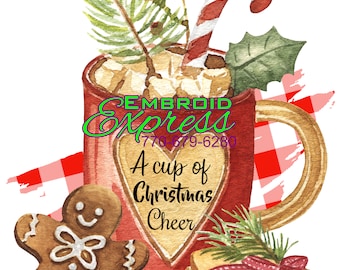 Cup of Christmas Cheer Tea Towel, Christmas Tea Towel, Holiday Kitchen Decor, Flour Sack Dish Towel, Hostess Gift