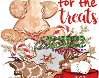 Here For The Treats – Christmas Tea Towel, Holiday Kitchen Decor, Flour Sack Dish Towel
