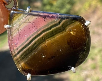 Multi Color Liddicoatite Banded Tourmaline Pendant