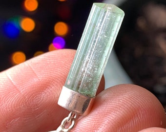 Green Tourmaline Terminated Crystal Pendant