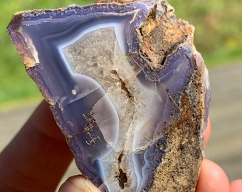 Highest Grade Large Banded Holly Blue Agate Face Polished Holly Blue Agate Chalcedony From Oregon