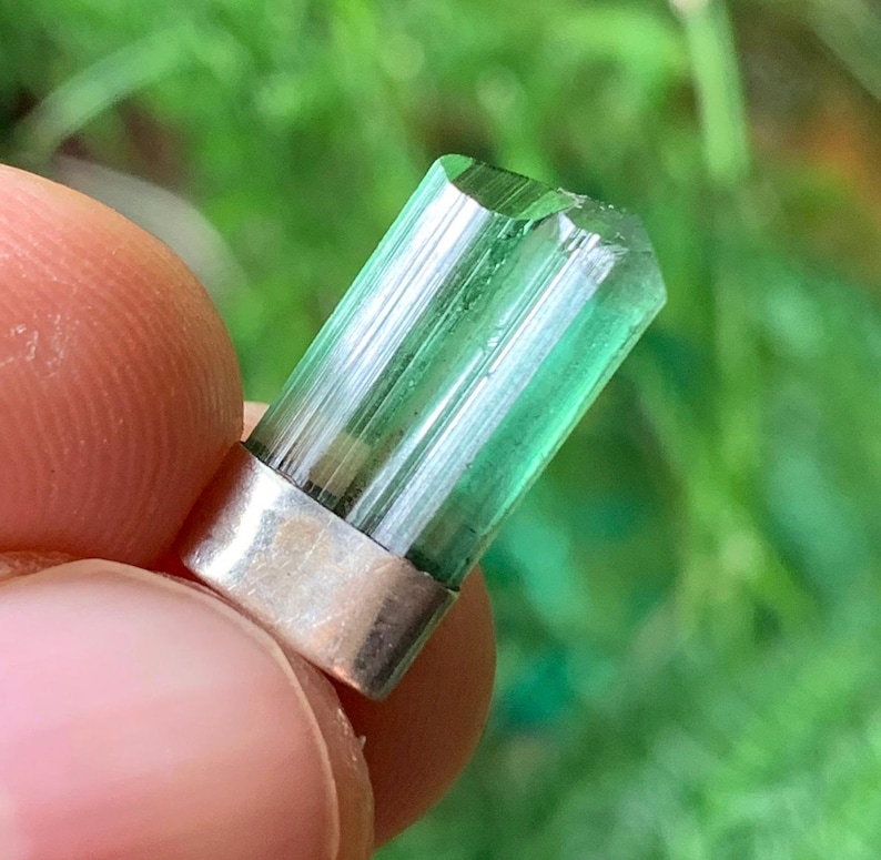 Green Tourmaline Capped Pendant image 1