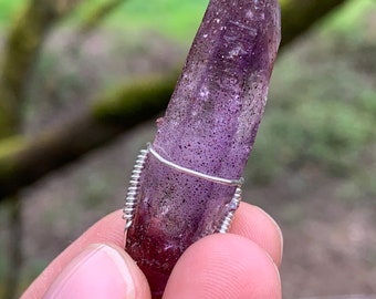 Super Seven Brandberg Smoky Amethyst Double Terminated Wire Wrapped Pendant