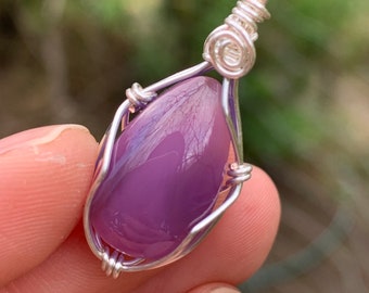 SUPER RARE Old Stock Premium Polished Holly Blue Agate Chalcedony Wire Wrapped Pendant From Oregon