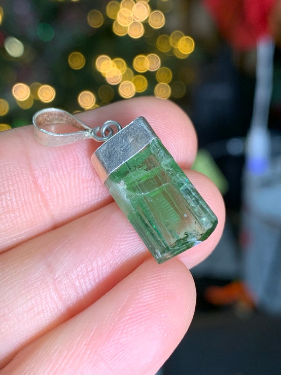 Green Tourmaline Capped Pendant