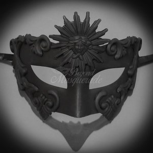 Mens Masquerade Mask, Matte Black Roman Mask, Sun God Mask, Greek God Mask, Mardi Gras Mask, Masquerade Mask Men [Matte Black]