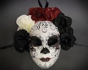 Day of the Dead Mask, Dia de los Muertos Mask, Masquerade Mask for Festivals, Halloween, Weddings and Costumes