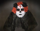 Day of the Dead Mask - Sugar Skull Skeleton Masquerade Halloween Mask, Dia de los Muertos Mask, Halloween Mask, Masquerade Mask