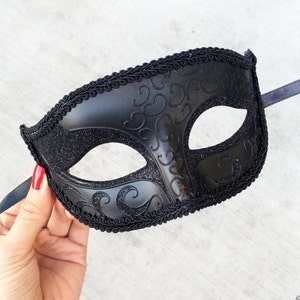 Black Masquerade Mask, Mens Masquerade Mask, Masquerade Ball Mask, Unisex Mask, Black Mask