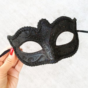 Classic Black Masquerade Mask, Black Mask, Masquerade Ball Mask, Mardi Gras Mask, Mask Black image 1