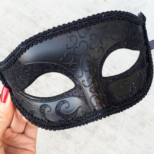 Mens Black Masquerade Ball Eye Mask Etsy
