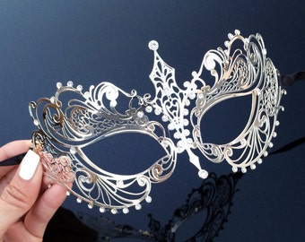 Masquerade Mask, Silver Masquerade Mask, Masquerade Ball Masks, Mardi Gras Mask, Masquerade Ball Masks, Mardi Gras Wedding, Halloween Mask