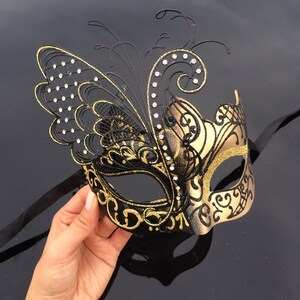 Gold Masquerade Mask, Masquerade Mask, Black/Gold Venetian Masquerade Mask, Black Masquerade Mask, Mardi Gras Masquerade Mask