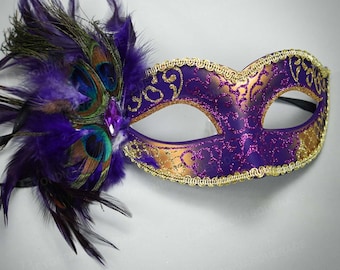 Mardi Gras Masks Masquerade Masks Jolly Jester Carnival Costume Music Notes Mask New Orleans Mardi Gras Parade Party Mask Purple Gold