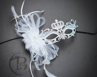 Masquerade Wedding Masks, Bridal Mask, White Masquerade Mask Women, White Wedding Masquerade Mask, Party Masks for Brides Bachelorette Party