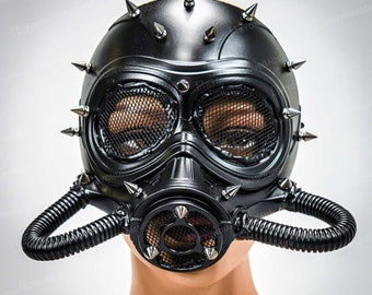 NEW Steampunk wasteland Halloween Costume Party Goggles Gas Mask with Hoses 