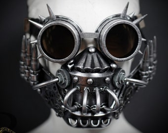 Masque buccal steampunk respirateur masque à gaz déguisement masque de mascarade cosplay unisexe lunettes en argent entièrement réglables et masque de mascarade buccal