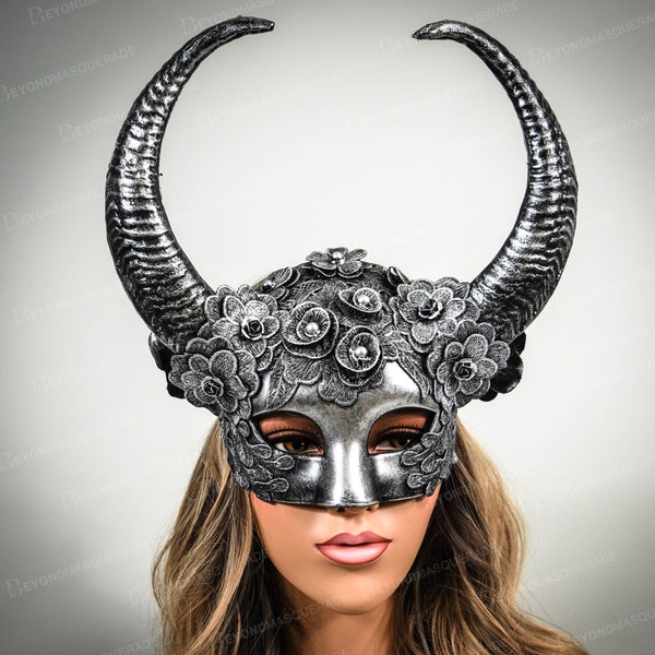 Ram Horns Headband Silver Animal Masquerade Mask, Halloween Mask, Silver Antlers, Horns, Headband, Ram Headdress, Cosplay, Ram Horns