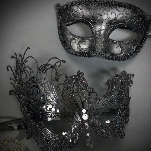 Black gold Laser cut Filigree Metal Masquerade Ball Xmas New year Eve party Mask 