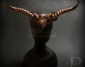 Ram Horns Headband, Maleficent Horns, Halloween Costume, Ram Horns Headband Masquerade Mask, Hair Decor Costume Headband - Copper