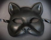 Gatto Cat Costume Masquerade Mask, Mardi Gras Venetian BLACK