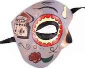 Day of the Dead Silver Playing Card Phantom Mask, Dia de los Muertos Mask, Masquerade Mask for Festivals, Weddings and Costumes