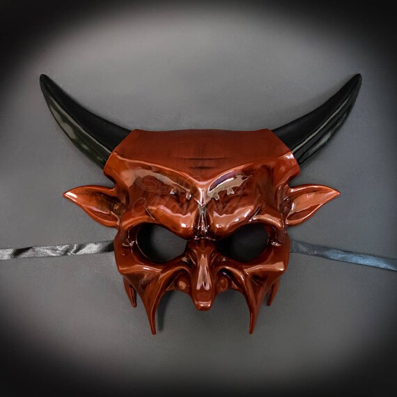 Scary Masquerade Mask Devil Horns Halloween Haunted House Etsy