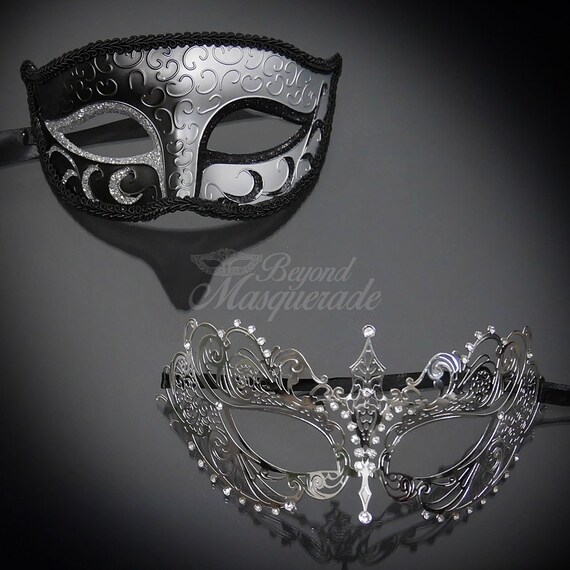 Black Silver Couples Masquerade Mask His & Hers Masquerade | Etsy
