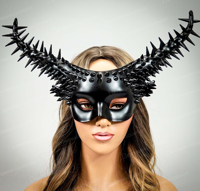 Horn Headband Steampunk Mask Spikes Black Ram Horns Headband Etsy