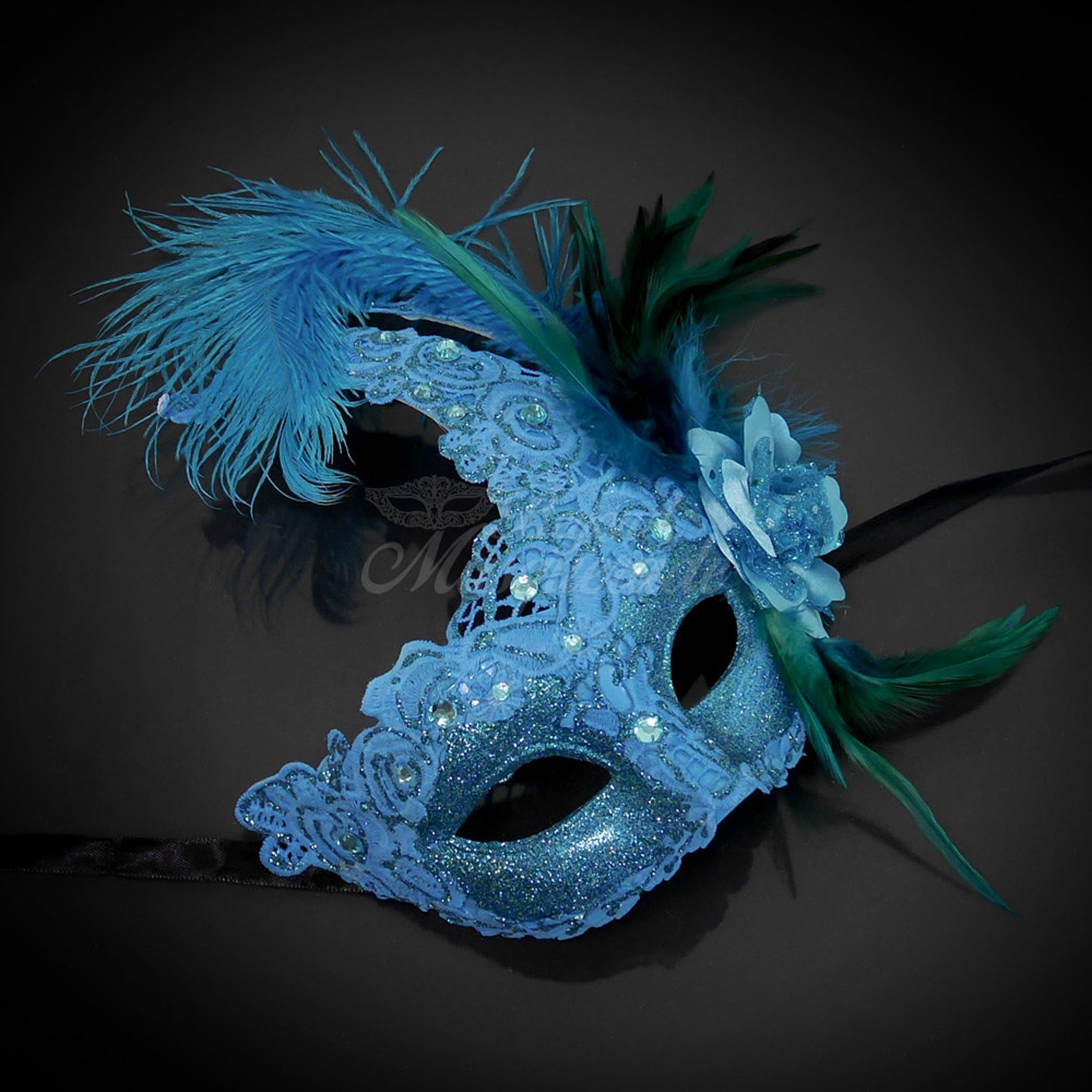 Masquerade Mask Sea Blue Masquerade Mask Mardi Gras Mask Etsy