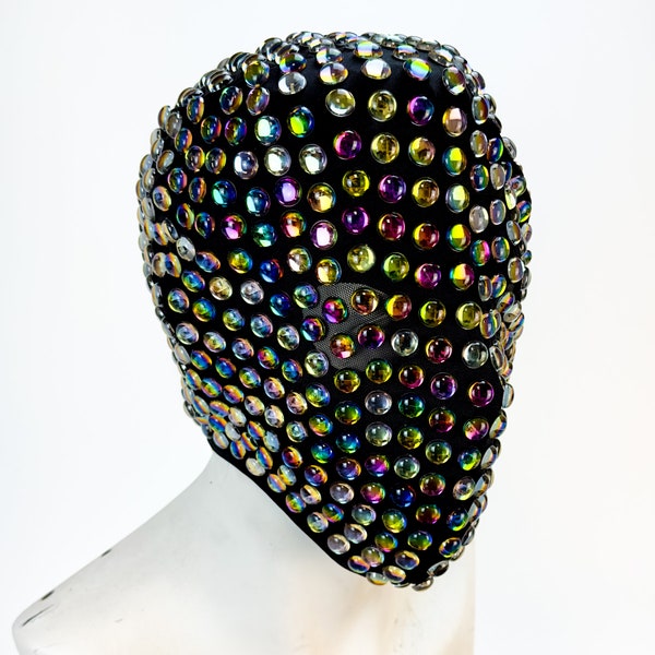 Studded Mask Halloween Full Face Mask Cover Masquerade Mask Spikes Steampunk Haute Couture Masquerade Mask Full Spike Mask Iridescent