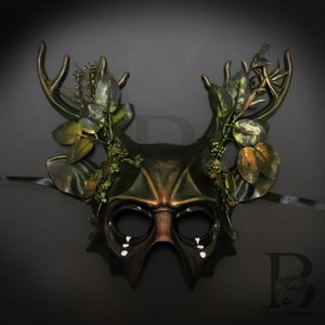 Horns Deer Mask Whimsical Art Decor Party Mask Animal Masquerade Mask Enchanted Forest Home Decor and Masquerade Mask for Holiday Parties