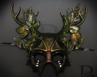Horns Deer Mask Whimsical Art Decor Party Mask Animal Masquerade Mask Enchanted Forest Home Decor and Masquerade Mask for Holiday Parties