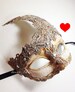 Venetian Goddess Masquerade Mask Made of Resin, Paper Mache Technique with High Fashion Macrame Lace & Diamonds