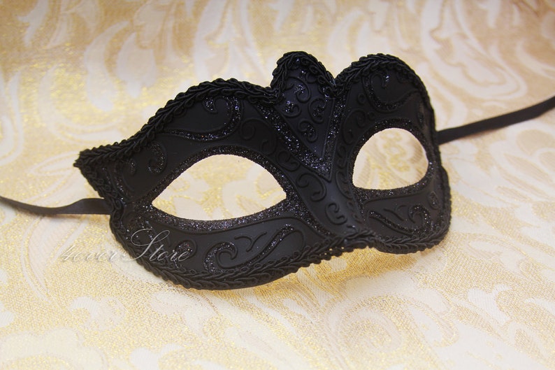 Classic Black Masquerade Mask, Black Mask, Masquerade Ball Mask, Mardi Gras Mask, Mask Black image 4