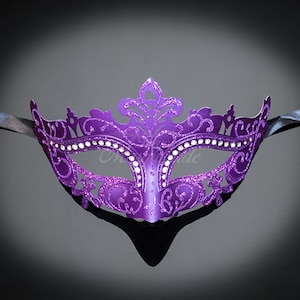Masquerade Mask for Women, Classic Mask Purple, Rhinestone Mask, Costume Mask, Halloween Costume, Mardi Gras Mask, Masquerade Ball Mask