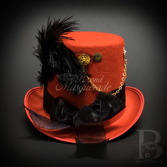 red steampunk hat