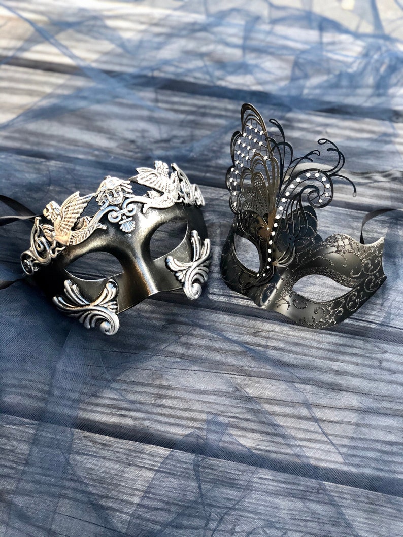 Masquerade Masks for Halloween, Couples Masquerade Mask, Chrome