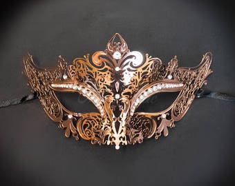 New Rose Gold Mask, Rose Gold, Masquerade Mask, Mask, Prom Dress Mask, Masquerade Ball, Masquerade, Masks, Womens Fashion Mask, Party Mask