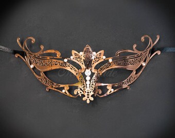 Rose Gold Masquerade Mask, Masquerade Mask, Masquerade Ball Masks, Mardi Gras Mask, Metal Mask 4everstore