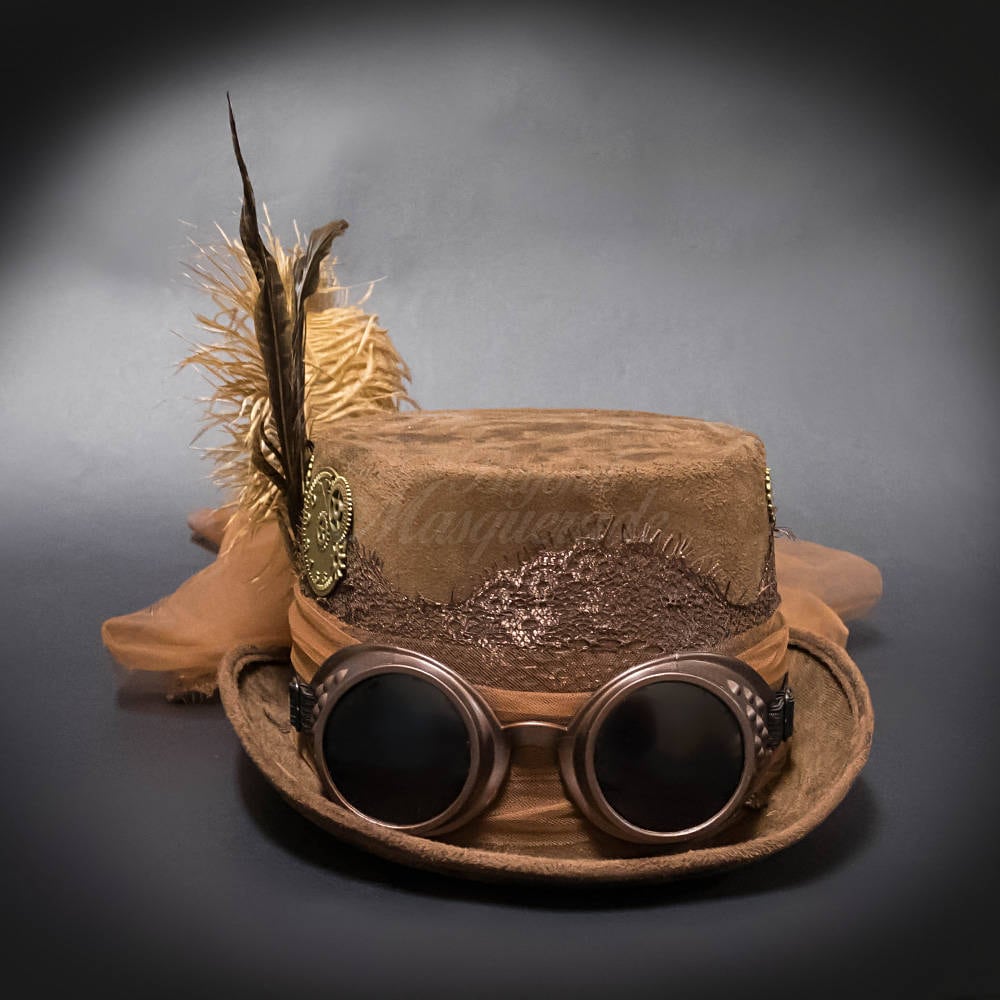 Steampunk Hat Vintage Brown , Steampunk Goggle, Steampunk Gears, Steampunk  Accessories 