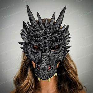 Dragon Face Mask, dragon masquerade mask, mother of dragon masks, Black Dragon Masks, Halloween dragon costume mask, Dragon cosplay mask, 3D
