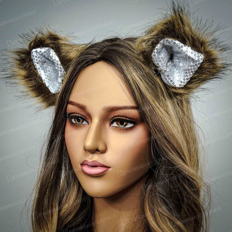 Animal Costume Ears Bear Faux Fur Ears Ears Costume Accessories Cosplay Ears Wolf ears Bear Ears Clip on ears Halloween Costume Ears