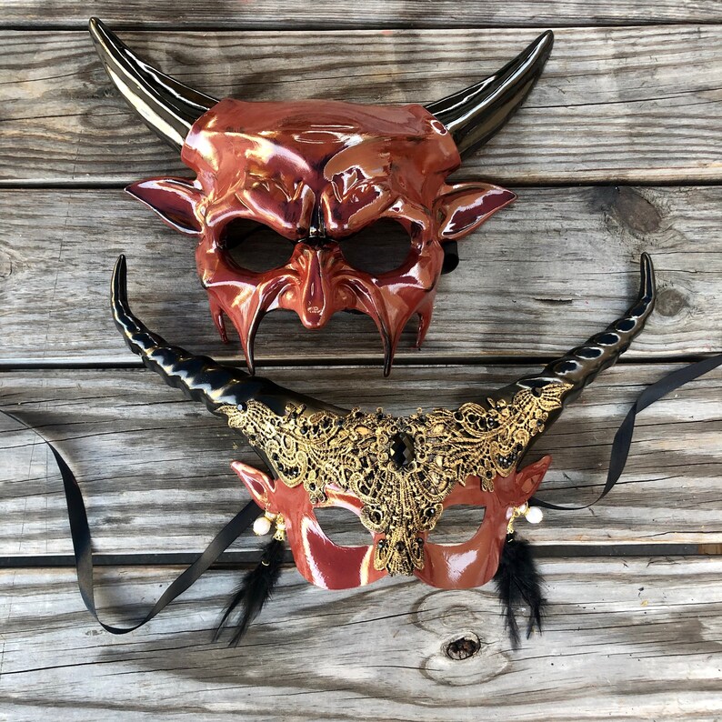 Halloween Mask Devil Mask Black Gem Black Red Masquerade Mask Whimsical Masquerade Masks Masquerade Masks Masquerade Mask Ram Mask