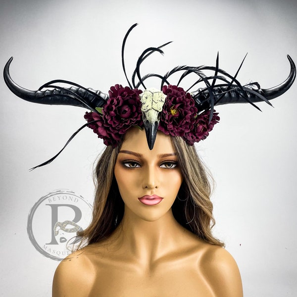 Magical Ram Horns Headpiece Headband Cosplay Costume Headdress Whimsical Forest Crow Fairy Head Piece Ram Magical Animal Fantasy Props