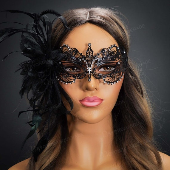 Luxury Masquerade Masks Black Masquerade Mask Feathers, Luxury