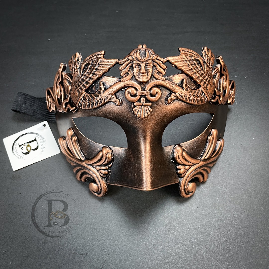 Mens Masquerade Mask, Masquerade Mask, Roman Antique Rose Gold Copper