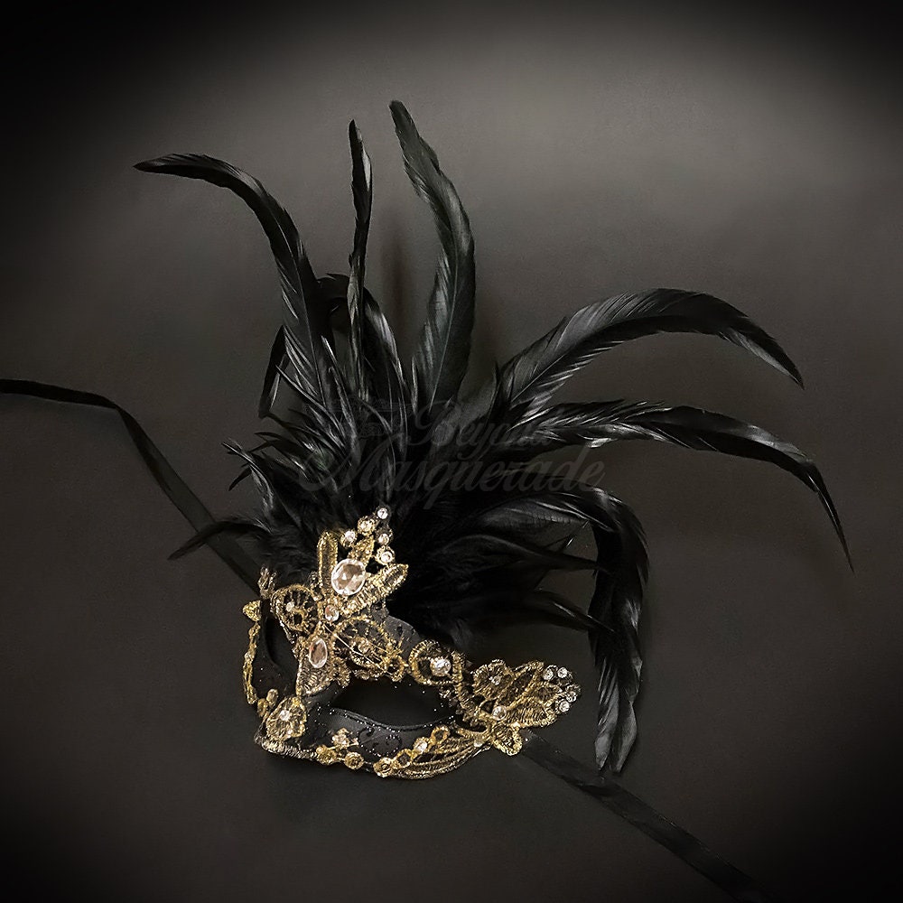 Gold Ornate Masquerade Mask with Ribbon Tie (Each) – Mardi Gras Spot